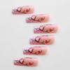 imageBABALAL Long Square Press on Nails French Tip Fake Nails Red Sliver False Nails with Bow Rhinestone Charm Designs Long Square Nail Press ons Sparkly Bling Nails Supplies Stick on Nails for Women 24PcsBNB110