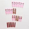 imageBABALAL Long Square Press on Nails French Tip Fake Nails Red Sliver False Nails with Bow Rhinestone Charm Designs Long Square Nail Press ons Sparkly Bling Nails Supplies Stick on Nails for Women 24PcsBNB109