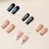 imageBABALAL Long Square Press on Nails French Tip Fake Nails Red Sliver False Nails with Bow Rhinestone Charm Designs Long Square Nail Press ons Sparkly Bling Nails Supplies Stick on Nails for Women 24PcsBNB105