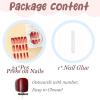 imageBABALAL Long Square Press on Nails French Tip Fake Nails Red Sliver False Nails with Bow Rhinestone Charm Designs Long Square Nail Press ons Sparkly Bling Nails Supplies Stick on Nails for Women 24PcsBNB104