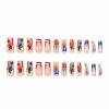 imageBABALAL Long Square Press on Nails French Tip Fake Nails Red Sliver False Nails with Bow Rhinestone Charm Designs Long Square Nail Press ons Sparkly Bling Nails Supplies Stick on Nails for Women 24PcsBNB118