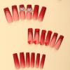 imageBABALAL Long Square Press on Nails French Tip Fake Nails Red Sliver False Nails with Bow Rhinestone Charm Designs Long Square Nail Press ons Sparkly Bling Nails Supplies Stick on Nails for Women 24PcsBNB104