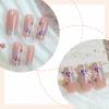 imageBABALAL Long Stiletto Press on Nails Almond Fake Nails Black Goth Acrylic Nails Supplies Blue Butterfly Y2k Glue on Nails Art 24Pcs Glossy Manicure Artificial Nails Full Cover False NailsBND104