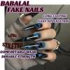 imageBABALAL Long Stiletto Press on Nails Almond Fake Nails Black Goth Acrylic Nails Supplies Blue Butterfly Y2k Glue on Nails Art 24Pcs Glossy Manicure Artificial Nails Full Cover False NailsBND108