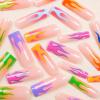 imageBABALAL Long Stiletto Press on Nails Almond Fake Nails Black Goth Acrylic Nails Supplies Blue Butterfly Y2k Glue on Nails Art 24Pcs Glossy Manicure Artificial Nails Full Cover False NailsBND110