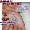 imageBABALAL Long Stiletto Press on Nails Almond Fake Nails Black Goth Acrylic Nails Supplies Blue Butterfly Y2k Glue on Nails Art 24Pcs Glossy Manicure Artificial Nails Full Cover False NailsBND119
