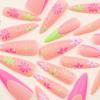 imageBABALAL Long Stiletto Press on Nails Almond Fake Nails Black Goth Acrylic Nails Supplies Blue Butterfly Y2k Glue on Nails Art 24Pcs Glossy Manicure Artificial Nails Full Cover False NailsBND106colorful