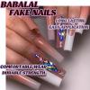 imageBABALAL Long Stiletto Press on Nails Almond Fake Nails Black Goth Acrylic Nails Supplies Blue Butterfly Y2k Glue on Nails Art 24Pcs Glossy Manicure Artificial Nails Full Cover False NailsBND113
