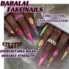 imageBABALAL Long Stiletto Press on Nails Almond Fake Nails Black Goth Acrylic Nails Supplies Blue Butterfly Y2k Glue on Nails Art 24Pcs Glossy Manicure Artificial Nails Full Cover False NailsBND106colorful