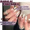 imageBABALAL Long Stiletto Press on Nails Almond Fake Nails Black Goth Acrylic Nails Supplies Blue Butterfly Y2k Glue on Nails Art 24Pcs Glossy Manicure Artificial Nails Full Cover False NailsBND09