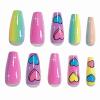 imageBABALAL Long Stiletto Press on Nails Almond Fake Nails Black Goth Acrylic Nails Supplies Blue Butterfly Y2k Glue on Nails Art 24Pcs Glossy Manicure Artificial Nails Full Cover False NailsBND117