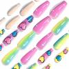 imageBABALAL Long Stiletto Press on Nails Almond Fake Nails Black Goth Acrylic Nails Supplies Blue Butterfly Y2k Glue on Nails Art 24Pcs Glossy Manicure Artificial Nails Full Cover False NailsBND117