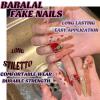 imageBABALAL Long Stiletto Press on Nails Almond Fake Nails Flower Glue on Nails Acrylic Nails with Charm Rose Luxury False Nails 24Pcs Gold Glitter Bling Full Cover Artificial Nails for Women GirlsBNF04