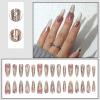 imageBABALAL Long Stiletto Press on Nails Almond Fake Nails Flower Glue on Nails Acrylic Nails with Charm Rose Luxury False Nails 24Pcs Gold Glitter Bling Full Cover Artificial Nails for Women GirlsBNF10