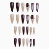 imageBABALAL Long Stiletto Press on Nails Almond Fake Nails Flower Glue on Nails Acrylic Nails with Charm Rose Luxury False Nails 24Pcs Gold Glitter Bling Full Cover Artificial Nails for Women GirlsBNF09