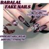 imageBABALAL Long Stiletto Press on Nails Almond Fake Nails Flower Glue on Nails Acrylic Nails with Charm Rose Luxury False Nails 24Pcs Gold Glitter Bling Full Cover Artificial Nails for Women GirlsBNF09