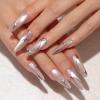 imageBABALAL Long Stiletto Press on Nails Almond Fake Nails Flower Glue on Nails Acrylic Nails with Charm Rose Luxury False Nails 24Pcs Gold Glitter Bling Full Cover Artificial Nails for Women GirlsBNF12