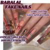 imageBABALAL Long Stiletto Press on Nails Almond Fake Nails Flower Glue on Nails Acrylic Nails with Charm Rose Luxury False Nails 24Pcs Gold Glitter Bling Full Cover Artificial Nails for Women GirlsBNF02