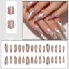 imageBABALAL Long Stiletto Press on Nails Almond Fake Nails Flower Glue on Nails Acrylic Nails with Charm Rose Luxury False Nails 24Pcs Gold Glitter Bling Full Cover Artificial Nails for Women GirlsBNF12