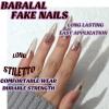 imageBABALAL Long Stiletto Press on Nails Almond Fake Nails Flower Glue on Nails Acrylic Nails with Charm Rose Luxury False Nails 24Pcs Gold Glitter Bling Full Cover Artificial Nails for Women GirlsBNF10
