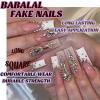 imageBABALAL Long Stiletto Press on Nails Almond Fake Nails Flower Glue on Nails Acrylic Nails with Charm Rose Luxury False Nails 24Pcs Gold Glitter Bling Full Cover Artificial Nails for Women GirlsBNF08