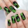 imageBABALAL Medium Length Press on Nails Glossy Fake Nails Square False Nails Squoval Nails Green Acrylic Nails for Women and GirlsGreen