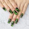 imageBABALAL Medium Length Press on Nails Glossy Fake Nails Square False Nails Squoval Nails Green Acrylic Nails for Women and GirlsGreen