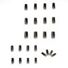 imageBABALAL Medium Length Press on Nails Square Fake Nails Glossy Nails Squoval Nails Black Acrylic Nails for Women and Girls