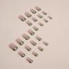 imageBABALAL Oval Press on Nails Short Fake Nails White French Tip Glue on Nails Blue Flower Acrylic Nails 24Pcs Spring Round Nails for Women and GirlsFNL109green