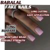 imageBABALAL Oval Press on Nails Short Fake Nails White French Tip Glue on Nails Blue Flower Acrylic Nails 24Pcs Spring Round Nails for Women and GirlsFNL111purple