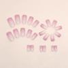 imageBABALAL Oval Press on Nails Short Fake Nails White French Tip Glue on Nails Blue Flower Acrylic Nails 24Pcs Spring Round Nails for Women and GirlsFNL111purple