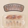 imageBABALAL Press on Nails Almond Medium Fake Nails Brown Glue on Nails Cheetah Print Y2k Design Acrylic Nails 24Pcs Stiletto False Nails Glossy Manicure Artificial Nails01A011