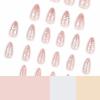 imageBABALAL Press on Nails Medium Almond Fake Nails Pink French Tip Glue on Nails Heart Acrylic Nails Valentine Day Romantic Stick on Nails 24Pcs Glossy Manicure Stick on Nails Stiletto Artificial NailsANW24