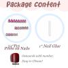 imageBABALAL Press on Nails Medium Almond Fake Nails Pink French Tip Glue on Nails Heart Acrylic Nails Valentine Day Romantic Stick on Nails 24Pcs Glossy Manicure Stick on Nails Stiletto Artificial NailsANW05