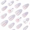 imageBABALAL Press on Nails Medium Almond Fake Nails Pink French Tip Glue on Nails Heart Acrylic Nails Valentine Day Romantic Stick on Nails 24Pcs Glossy Manicure Stick on Nails Stiletto Artificial NailsANW02