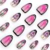 imageBABALAL Press on Nails Medium Almond Fake Nails Pink French Tip Glue on Nails Heart Acrylic Nails Valentine Day Romantic Stick on Nails 24Pcs Glossy Manicure Stick on Nails Stiletto Artificial NailsANW05