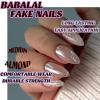 imageBABALAL Press on Nails Medium Almond Fake Nails Pink French Tip Glue on Nails Heart Acrylic Nails Valentine Day Romantic Stick on Nails 24Pcs Glossy Manicure Stick on Nails Stiletto Artificial NailsANW16