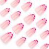 imageBABALAL Press on Nails Medium Almond Fake Nails Pink French Tip Glue on Nails Heart Acrylic Nails Valentine Day Romantic Stick on Nails 24Pcs Glossy Manicure Stick on Nails Stiletto Artificial NailsANW07