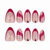 imageBABALAL Press on Nails Medium Almond Fake Nails Pink French Tip Glue on Nails Heart Acrylic Nails Valentine Day Romantic Stick on Nails 24Pcs Glossy Manicure Stick on Nails Stiletto Artificial NailsANW09