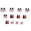 imageBABALAL Press on Nails Medium Almond Fake Nails Pink French Tip Glue on Nails Heart Acrylic Nails Valentine Day Romantic Stick on Nails 24Pcs Glossy Manicure Stick on Nails Stiletto Artificial NailsANW18