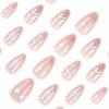 imageBABALAL Press on Nails Medium Almond Fake Nails Pink French Tip Glue on Nails Heart Acrylic Nails Valentine Day Romantic Stick on Nails 24Pcs Glossy Manicure Stick on Nails Stiletto Artificial NailsANW24