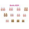 imageBABALAL Press on Nails Medium Almond Fake Nails Pink French Tip Glue on Nails Heart Acrylic Nails Valentine Day Romantic Stick on Nails 24Pcs Glossy Manicure Stick on Nails Stiletto Artificial NailsANW03