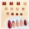 imageBABALAL Press on Nails Medium Almond Fake Nails Pink French Tip Glue on Nails Heart Acrylic Nails Valentine Day Romantic Stick on Nails 24Pcs Glossy Manicure Stick on Nails Stiletto Artificial NailsANW04