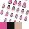 imageBABALAL Press on Nails Medium Almond Fake Nails Pink French Tip Glue on Nails Heart Acrylic Nails Valentine Day Romantic Stick on Nails 24Pcs Glossy Manicure Stick on Nails Stiletto Artificial NailsANW05