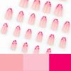 imageBABALAL Press on Nails Medium Almond Fake Nails Pink French Tip Glue on Nails Heart Acrylic Nails Valentine Day Romantic Stick on Nails 24Pcs Glossy Manicure Stick on Nails Stiletto Artificial NailsANW07