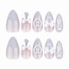imageBABALAL Press on Nails Medium Almond Fake Nails Pink French Tip Glue on Nails Heart Acrylic Nails Valentine Day Romantic Stick on Nails 24Pcs Glossy Manicure Stick on Nails Stiletto Artificial NailsANW02