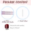 imageBABALAL Press on Nails Short Oval Fake Nails Purple Lavender Fench Tip Glue on Nails Lilac Acrylic Nails Cute Trendy False Nails 24Pcs Glossy Round Full Cover Artificial Nails for Women GirlsBNG04