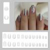 imageBABALAL Press on Nails Short Oval Fake Nails Purple Lavender Fench Tip Glue on Nails Lilac Acrylic Nails Cute Trendy False Nails 24Pcs Glossy Round Full Cover Artificial Nails for Women GirlsBNG12