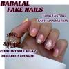 imageBABALAL Press on Nails Short Oval Fake Nails Purple Lavender Fench Tip Glue on Nails Lilac Acrylic Nails Cute Trendy False Nails 24Pcs Glossy Round Full Cover Artificial Nails for Women GirlsBNG25