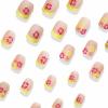 imageBABALAL Press on Nails Short Oval Fake Nails Purple Lavender Fench Tip Glue on Nails Lilac Acrylic Nails Cute Trendy False Nails 24Pcs Glossy Round Full Cover Artificial Nails for Women GirlsBNG20